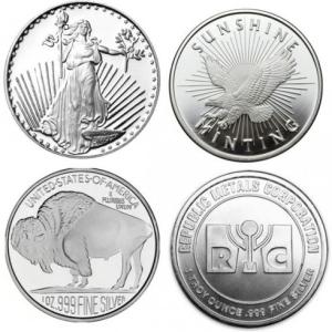 Assorted Brand 1 oz Silver Rounds