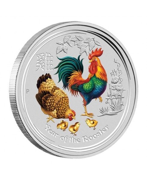 2017 Perth Mint Year of the Rooster 1/2 oz Colored Silver Coin