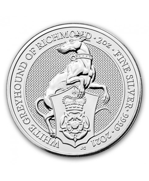 2021 Queen's Beast - The White Greyhound 2 oz Silver Coin 