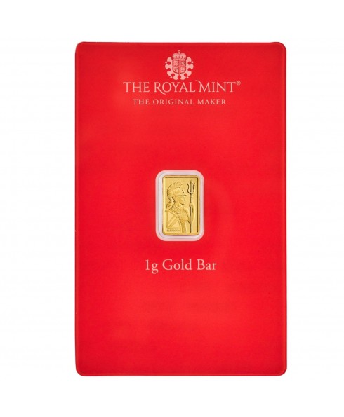 Royal Mint Britannia Henna Design 1 gram Gold Bar