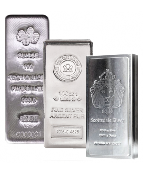 Assorted Brand 100 oz Silver Bars