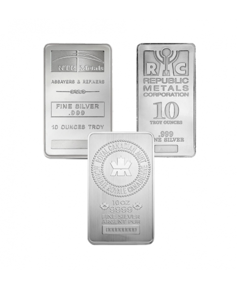 Assorted Brand 10 oz Silver Bars