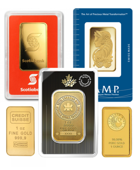 Assorted Brand 1 oz Gold Bars