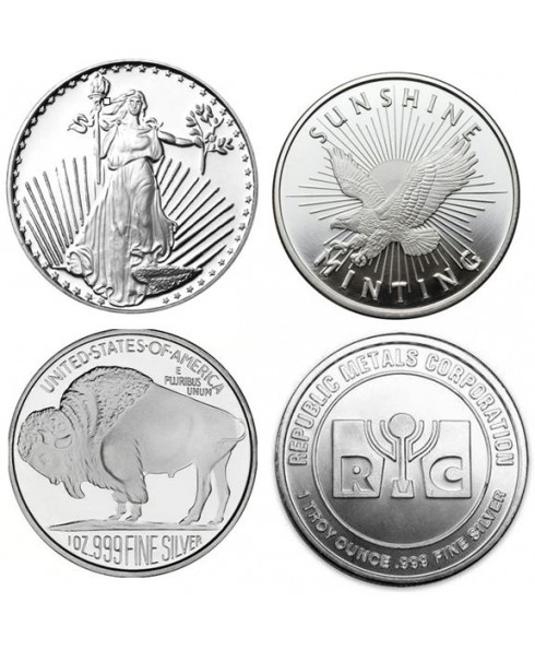 Assorted Brand 1 oz Silver Rounds