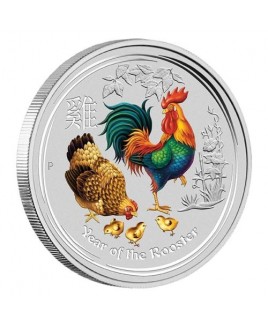 2017 Perth Mint Year of the Rooster 1/2 oz Colored Silver Coin