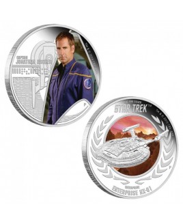 2015 Perth Star Trek Enterprise 1oz Silver Proof Two Coin Set  (Captain Jonathan Archer & Enterprise NX-01 2015) 